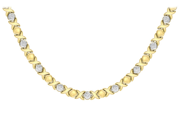 9ct 2-Colour Gold Diamond Cut Hugs and Kisses Necklace  43m/17"9