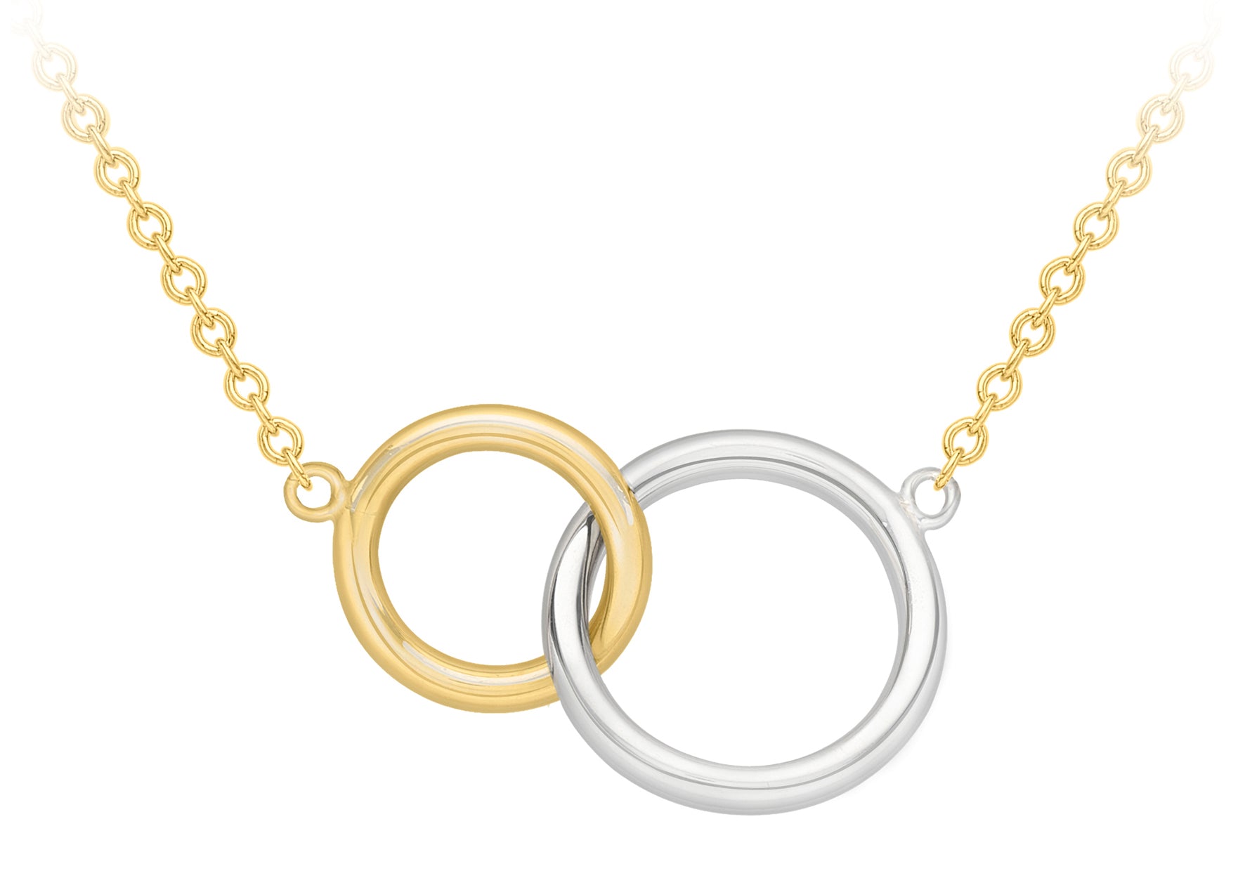 2 Interlinked Rings 9ct Two-Tone Gold Interlinked Rings Necklace – Harper Kendall