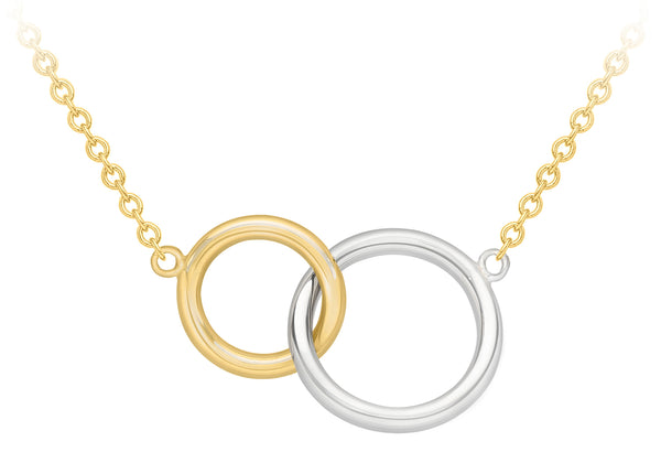 9ct 2-Colour Gold Linked Rings Adjustable Necklace  43m/17"-46m/18"9