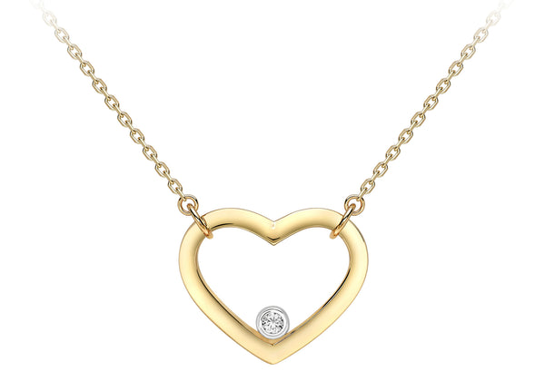 9ct 2-Colour Gold Zirconia  and Open Heart Necklace  46m/18"9