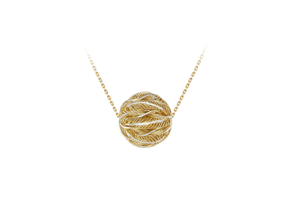 9ct 2-Tone Gold Diamond Cut Lace Style 14.5mm x 15mm Ball Adjustable Necklace  41m/16"-44.5m/17.5"9