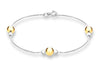 9ct 2-Colour Gold Snake and Ball Chain Bracelet 18m/7"9