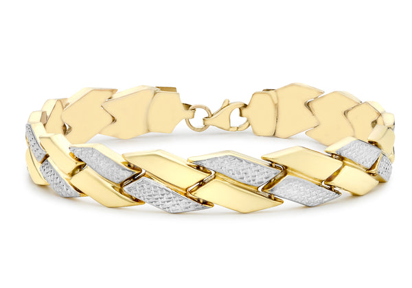 9ct 2-Colour Gold Diamond Cut hevron Bracelet 19m/7.5"9