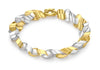 9ct 2-Colour Gold Flat Rolo Link Barelet 19m/7.5"9