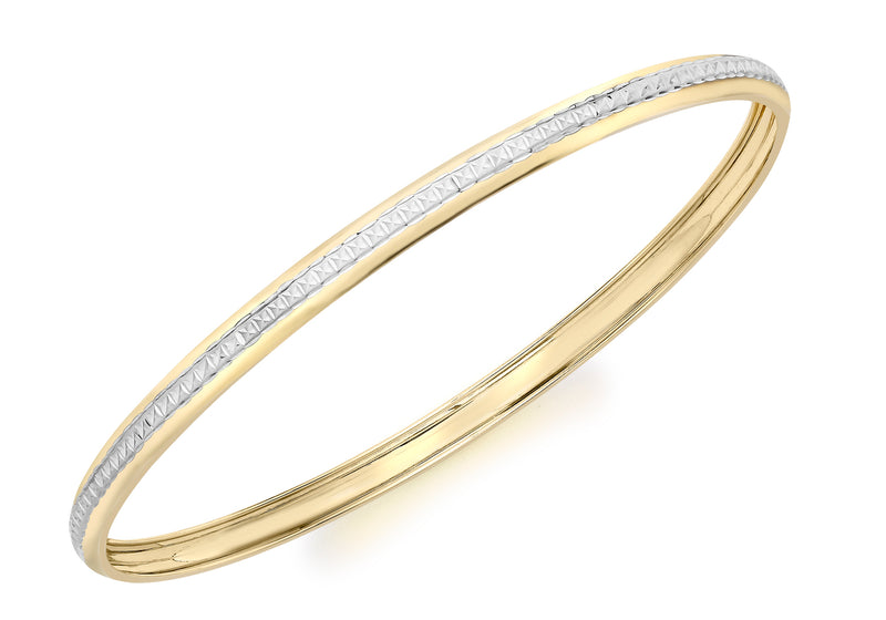 9ct 2-Colour Gold Diamond Cut Bangle