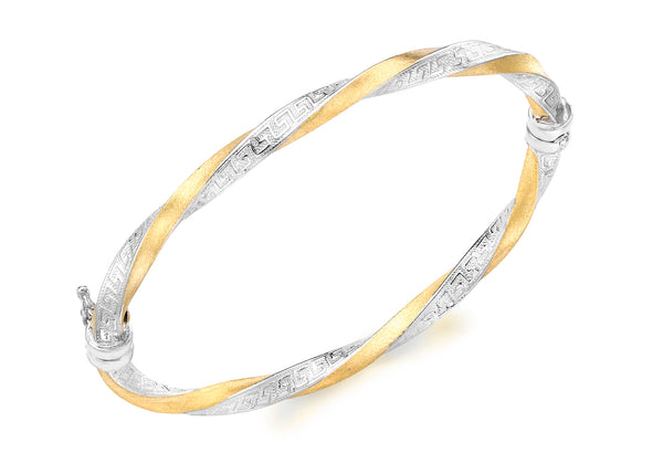 9ct 2-Colour Gold Greian Twist Satin Bangle