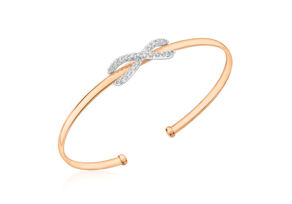 9ct 2-Tone Gold Zirconia  'Figure 8' Torque Bangle