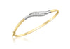 9ct 2-Colour Gold Zirconia  Wave Flexible Bangle