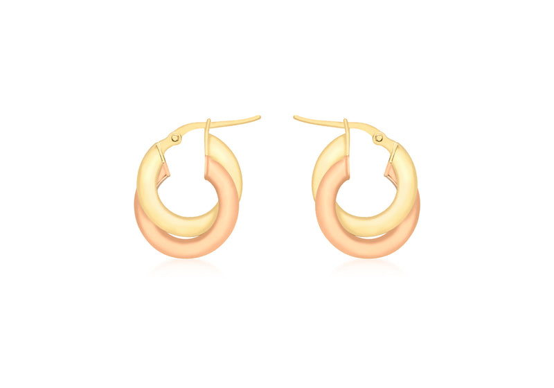 9ct 2-Colour Gold Intertwined Flat Creole Earrings