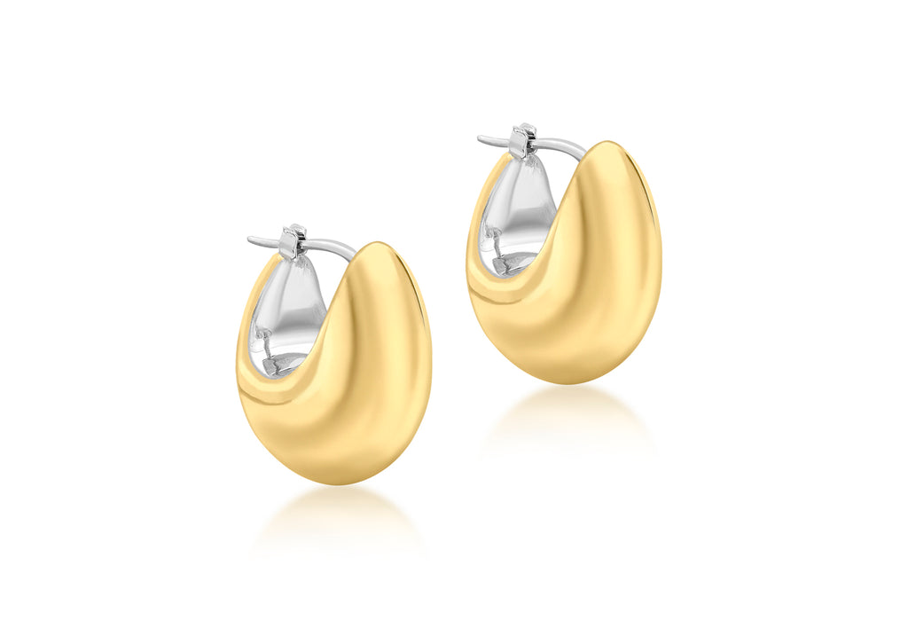 9ct 2-Tone Gold Eletroform Hoop Earrings