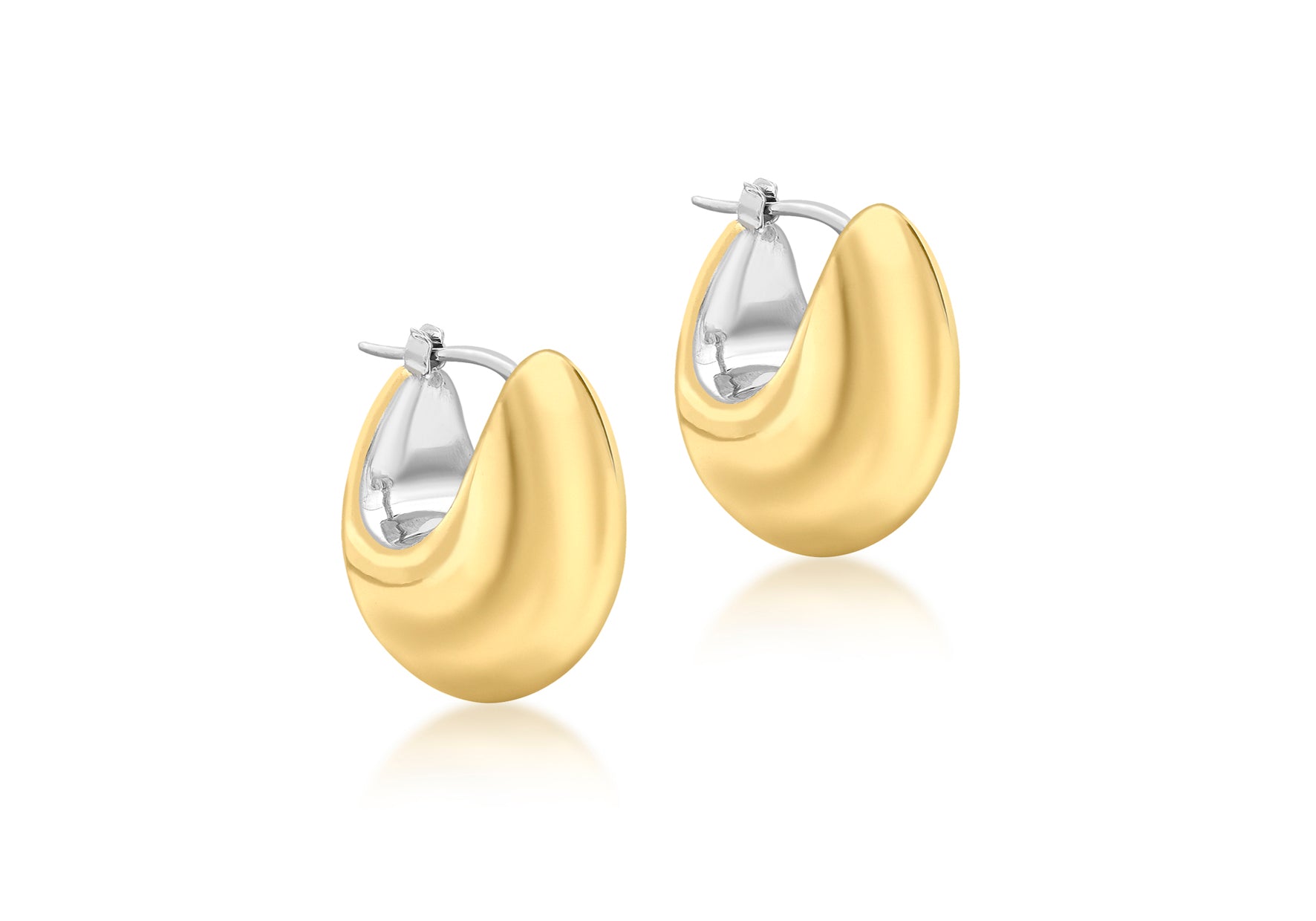 9ct 2-Tone Gold Eletroform Hoop Earrings