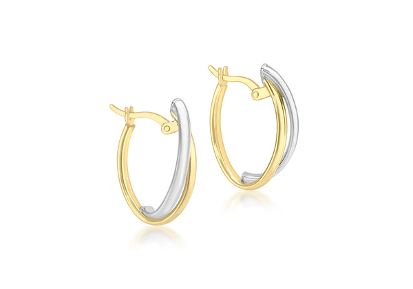 9ct 2-Colour Gold Double Front Hoop Earrings