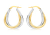 9ct 2-Colour Gold Twined Creole Earrings