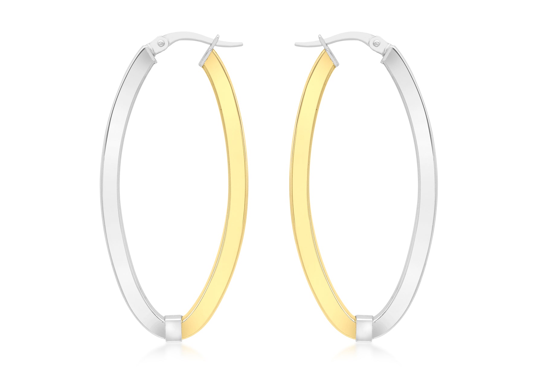 9ct 2-Colour Gold Oval Creole Earrings
