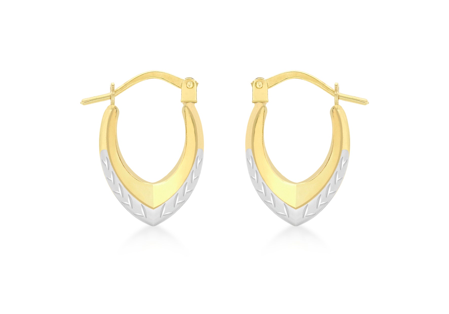 9ct 2-Colour Gold Diamond Cut Creole Earrings