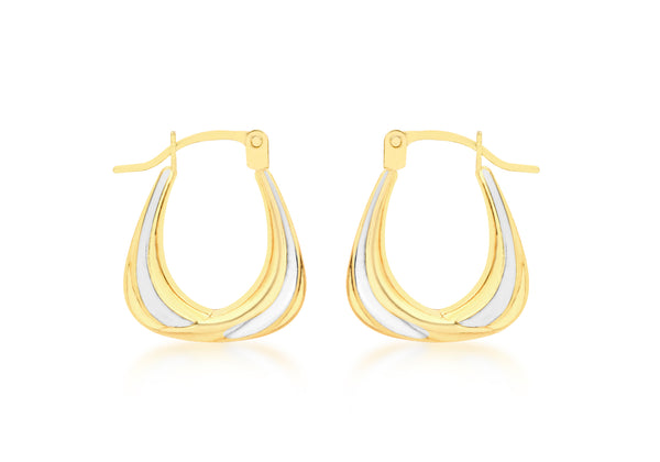 9ct 2-Colour Gold 14mm x 16mm Creole Earrings