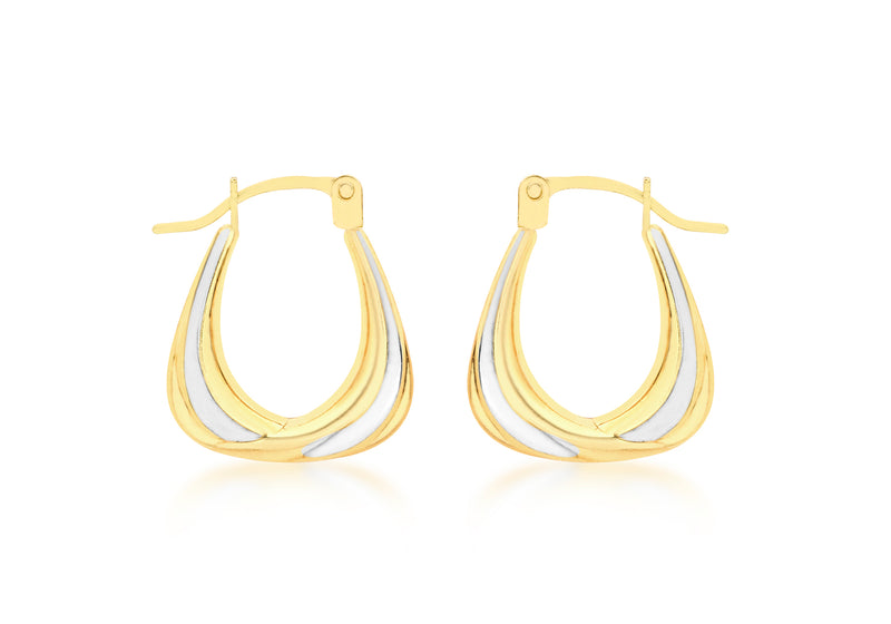 9ct 2-Colour Gold 14mm x 16mm Creole Earrings