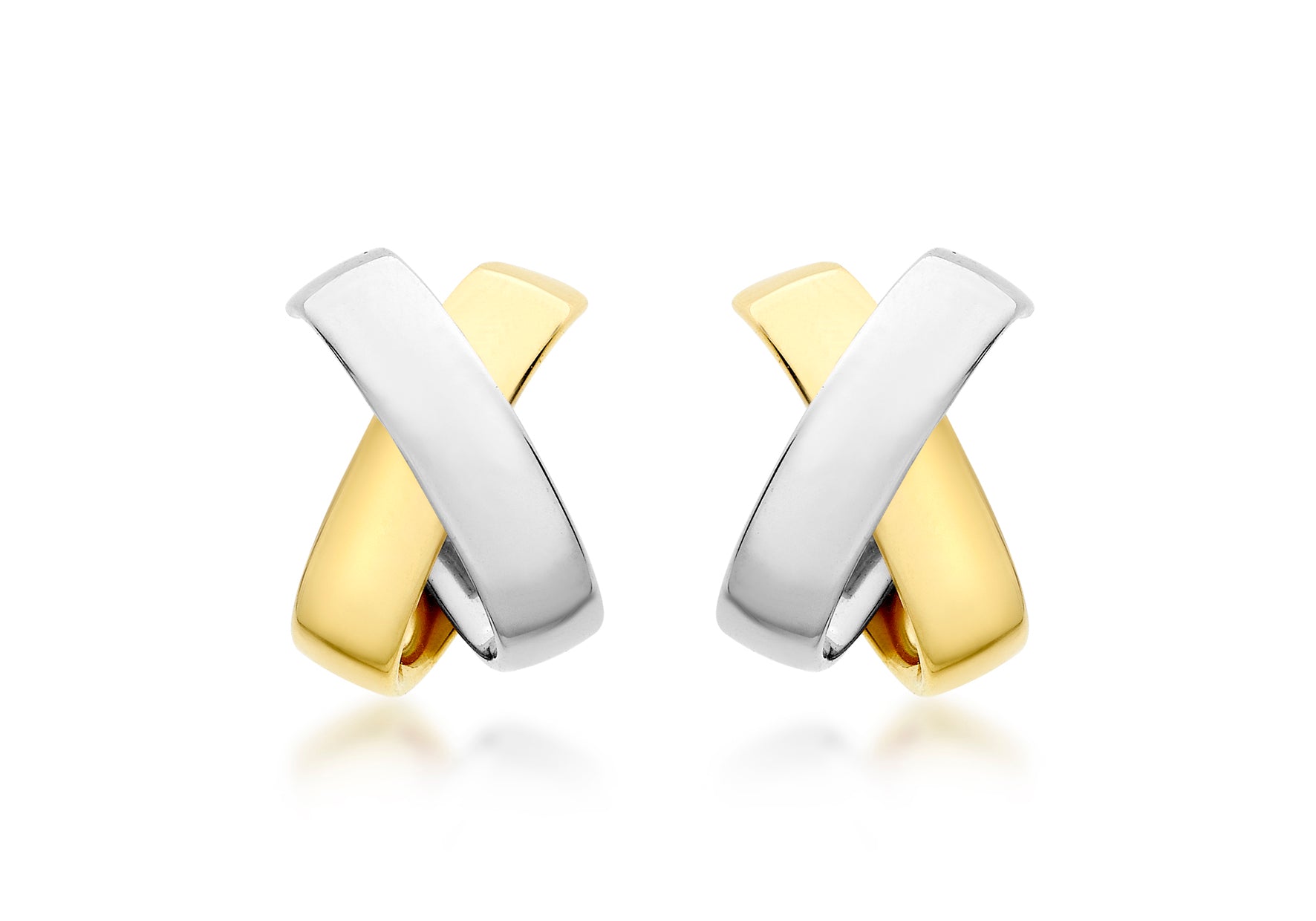 9ct 2-Colour Gold Kiss Huggy Earrings