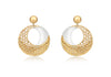 9ct 2-Colour Gold Round Fretwork Drop Earrings