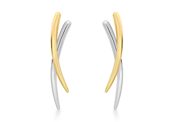9ct 2-Colour Gold Crossover Earrings