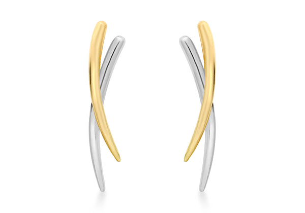 9ct 2-Colour Gold Crossover Earrings