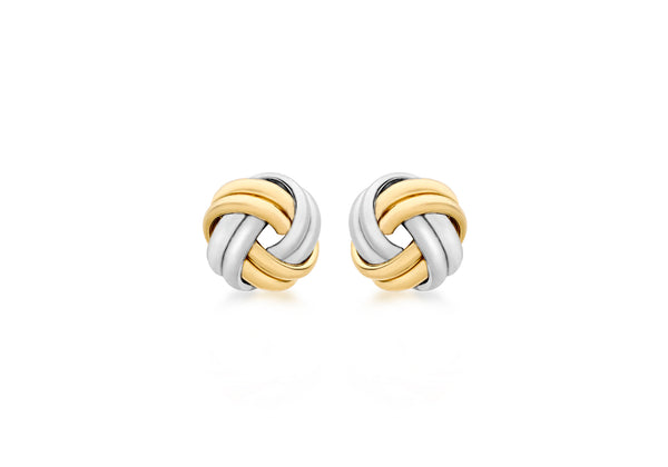 9ct 2-Colour Gold 8mm Knot Stud Earrings