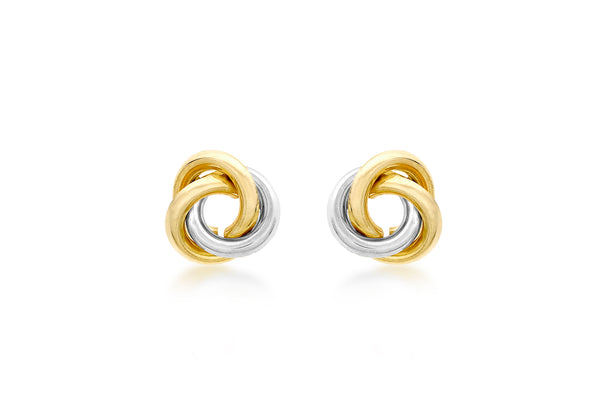 9ct 2-Colour Gold 10mm Knot Stud Earrings