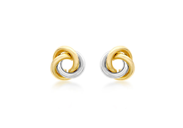 9ct 2-Colour Gold 10mm Knot Stud Earrings