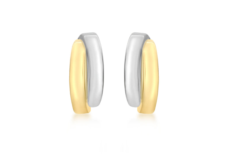 9ct 2-Colour Gold Crossover Stud Earrings