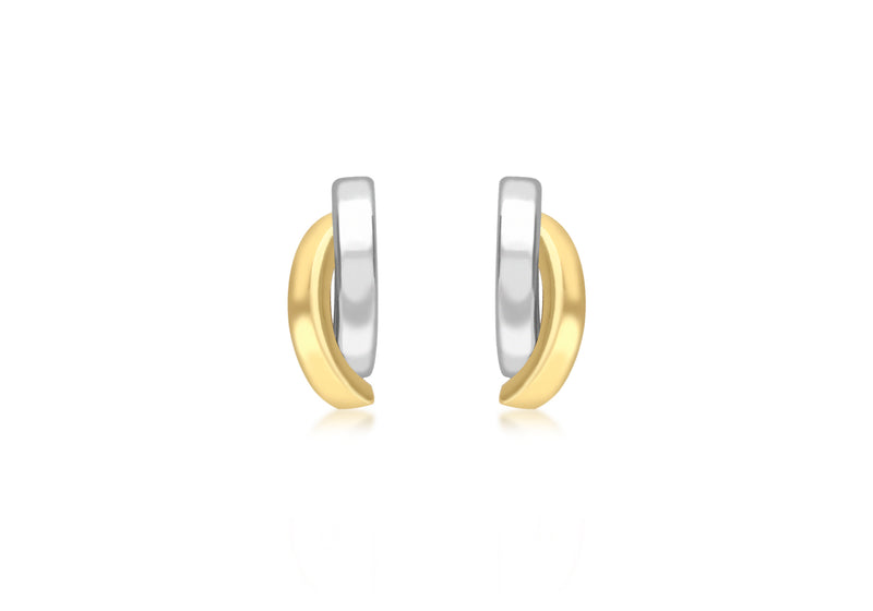 9ct 2-Colour Gold Half Crossover Earrings