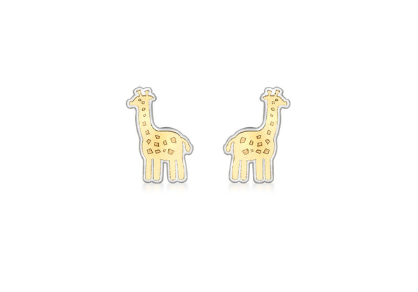 9ct 2-Colour Gold Giraffe Stud Earrings