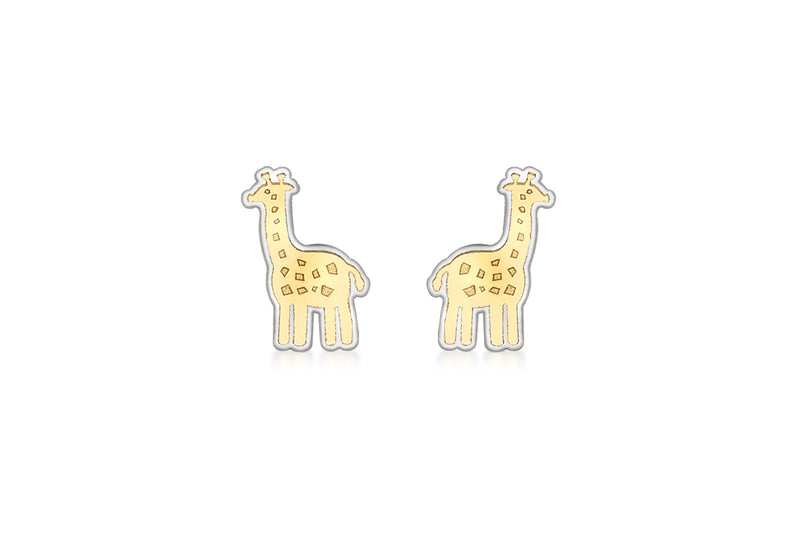 9ct 2-Colour Gold Giraffe Stud Earrings