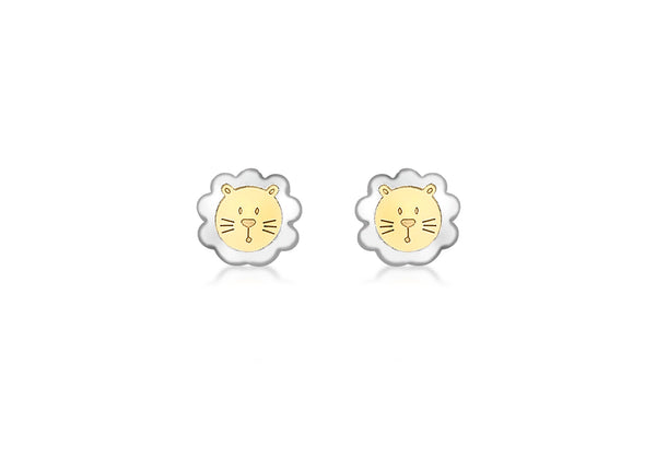 9ct 2-Colour Gold Lion Fae Stud Earrings