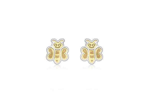 9ct 2-Colour Gold Bumble Bee Stud Earrings
