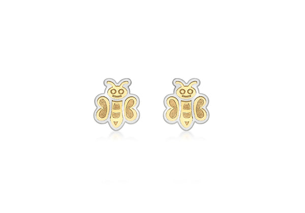 9ct 2-Colour Gold Bumble Bee Stud Earrings