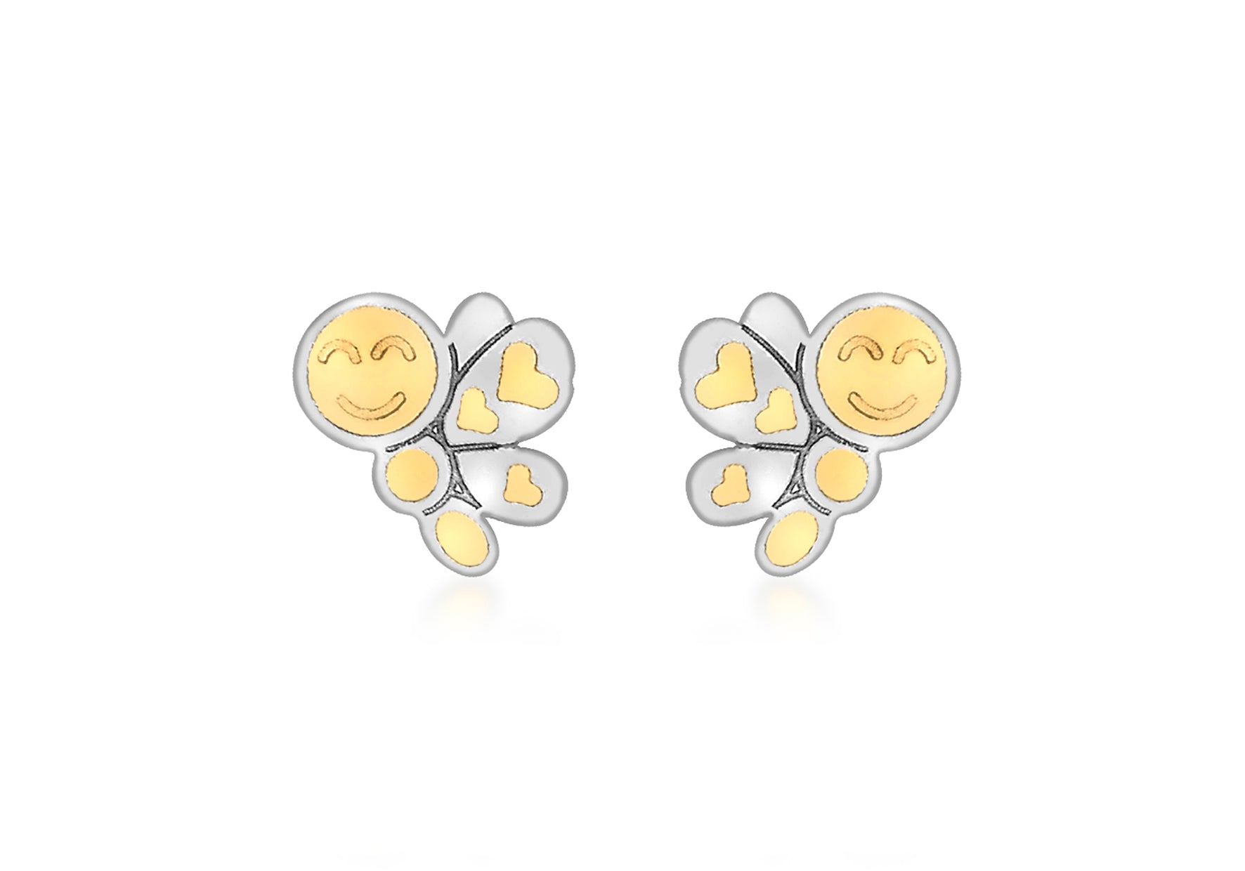 9ct 2-Colour Gold Dragonfly Stud Earrings