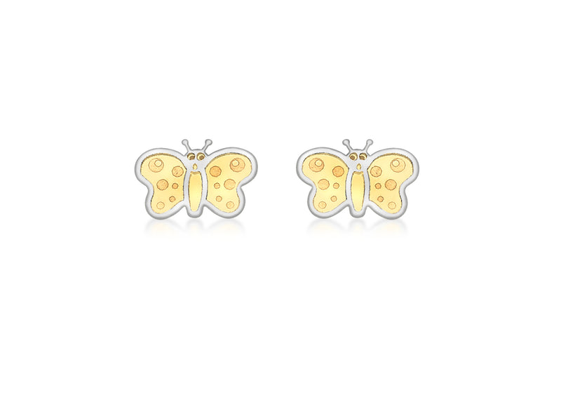 9ct 2-Colour Gold BCutterfly Stud Earrings