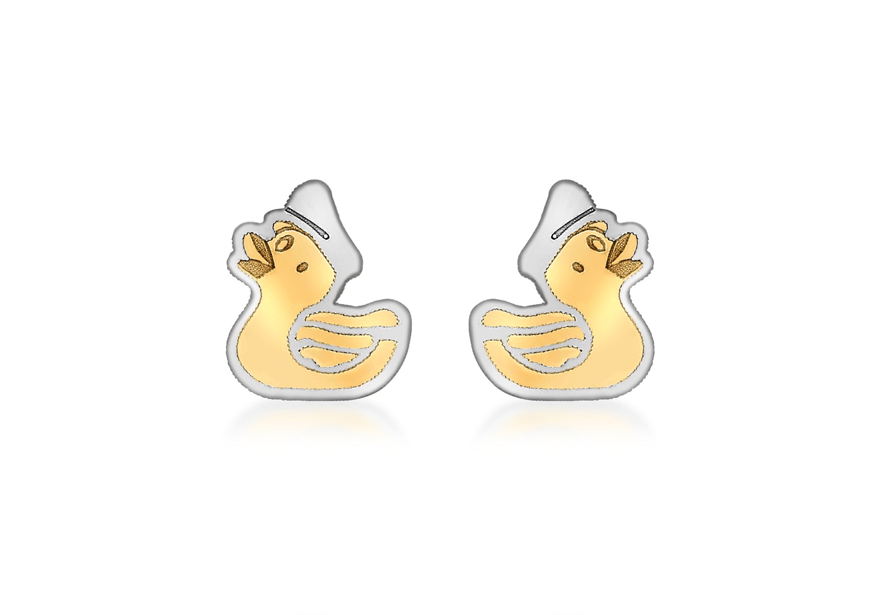 9ct 2-Colour Gold Duk Stud Earrings