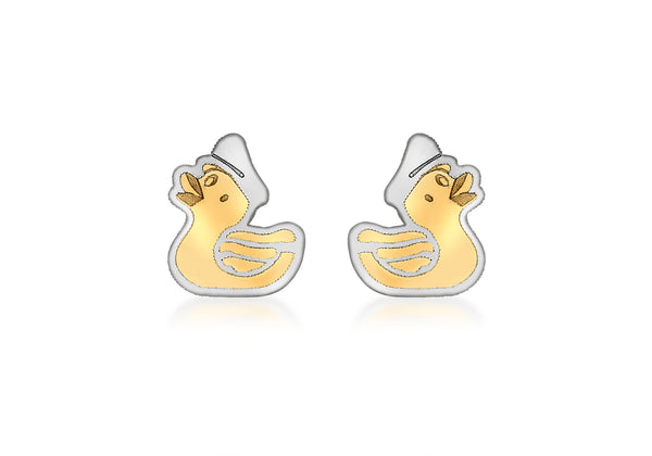 9ct 2-Colour Gold Duk Stud Earrings