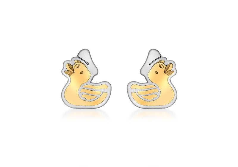 9ct 2-Colour Gold Duk Stud Earrings