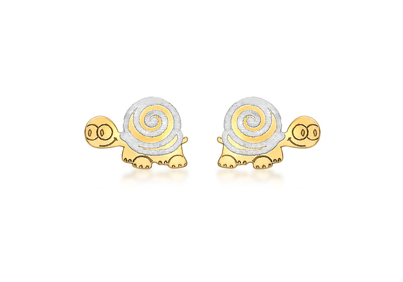 9ct 2-Colour Gold Tortoise Stud Earrings