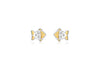 9ct 2-Colour Gold Zirconia  Fish Stud Earrings