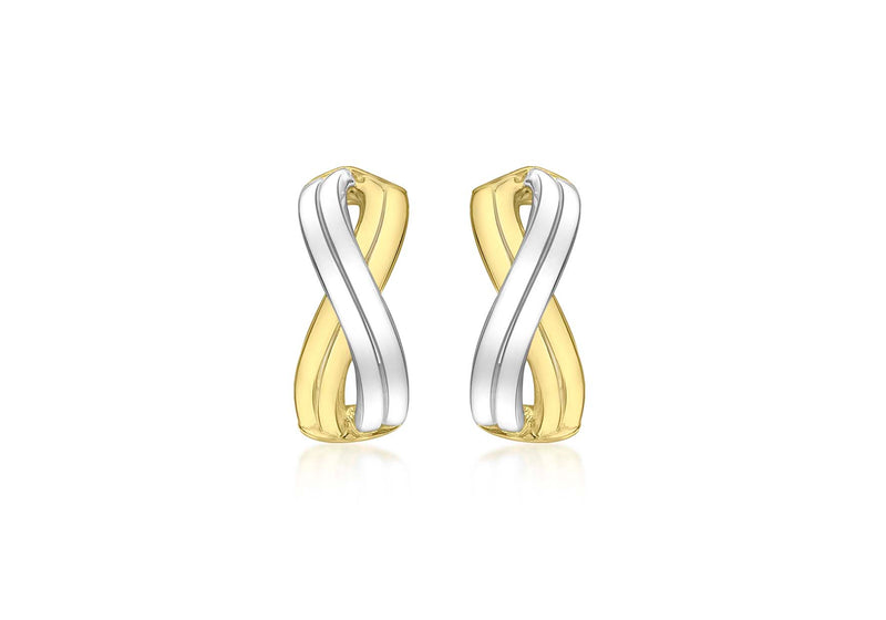 9ct 2-Colour Gold Double Crossover Earrings