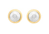 9ct 2-Colour Gold 10mm Disc and Zirconia  Stud Earrings