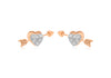 9ct 2-Colour Gold 0.05t Diamond Double-Heart & Arrow Stud Earrings