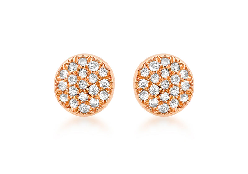 9ct Rose Gold 0.10ct Diamond Pave Set 5mm Round Stud Earrings