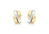 9ct 2-Tone Gold Zirconia  Overlap Triple-Bars Stud Earrings