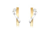 9ct 2-Tone Gold Zirconia  Overlapping urved Bars Stud Earrings
