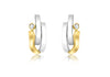 9ct 2-Tone Gold Zirconia  Wave and urved Bars Stud Earrings
