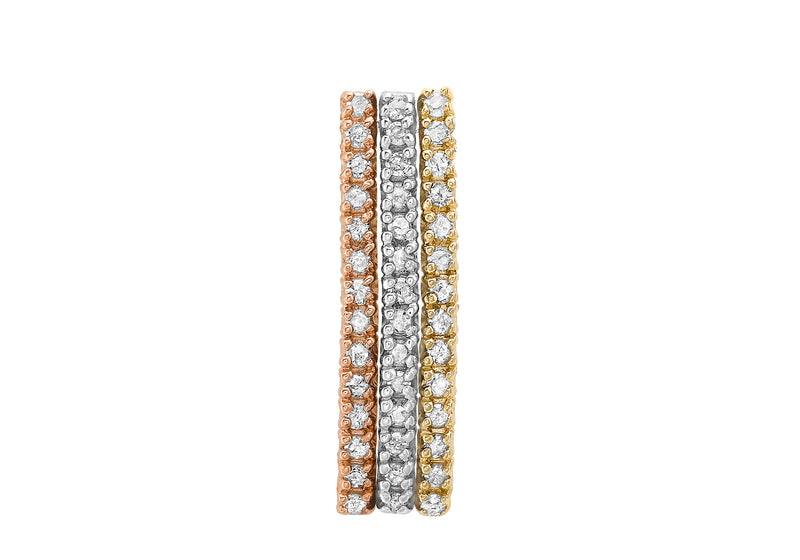 9ct 3-Colour Gold 0.25t Diamond 3-Row Slider Pendant